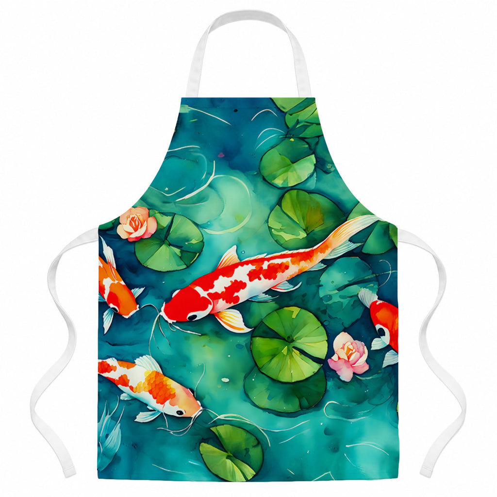 Koi Fish Apron Cooking Kitchen Server Baking Crafts Gardening for Adult Women Men, Unisex, Large, Multicolor