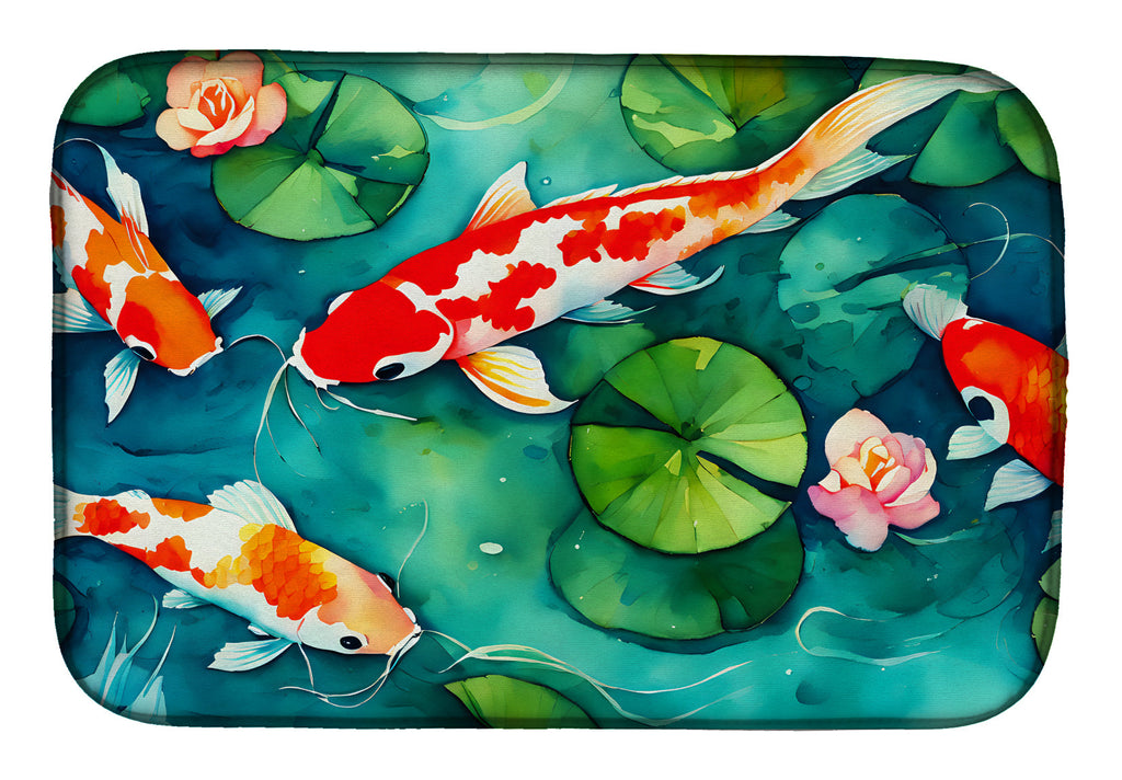 Koi Fish Dish Drying Mat Absorbent Dish Drying Mat Pad for Kitchen Counter Dish Drainer Mat for Countertop, 14 x 21", Multicolor