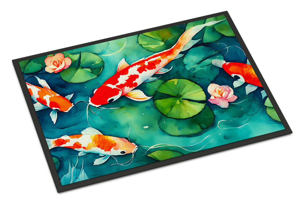 Koi Fish Doormat Indoor Outdoor 24H X 36W Front Door Mat Rugs for Entryway, Non Slip Washable Low Pile,