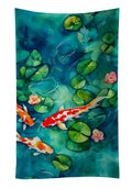 Koi Fish Kitchen Towel Velour Plush Front and Cotton Loop Back Machine Washable