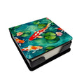 Koi Fish PU Leather Note Paper Holder with Artist-Designed Cover, Desk Accessory, Office Gift