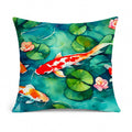Koi Fish Decorative Throw Pillow 14x14 Indoor Outdoor Accent Cushion, Fabric Cover with Insert for Sofa, Bed, Porch & Living Room