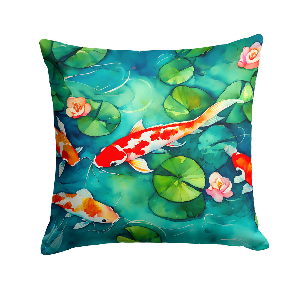 Koi Fish Decorative Throw Pillow 18x18 Indoor Outdoor Accent Cushion, Fabric Cover with Insert for Sofa, Bed, Porch & Living Room