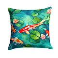 Koi Fish Decorative Throw Pillow 18x18 Indoor Outdoor Accent Cushion, Fabric Cover with Insert for Sofa, Bed, Porch & Living Room