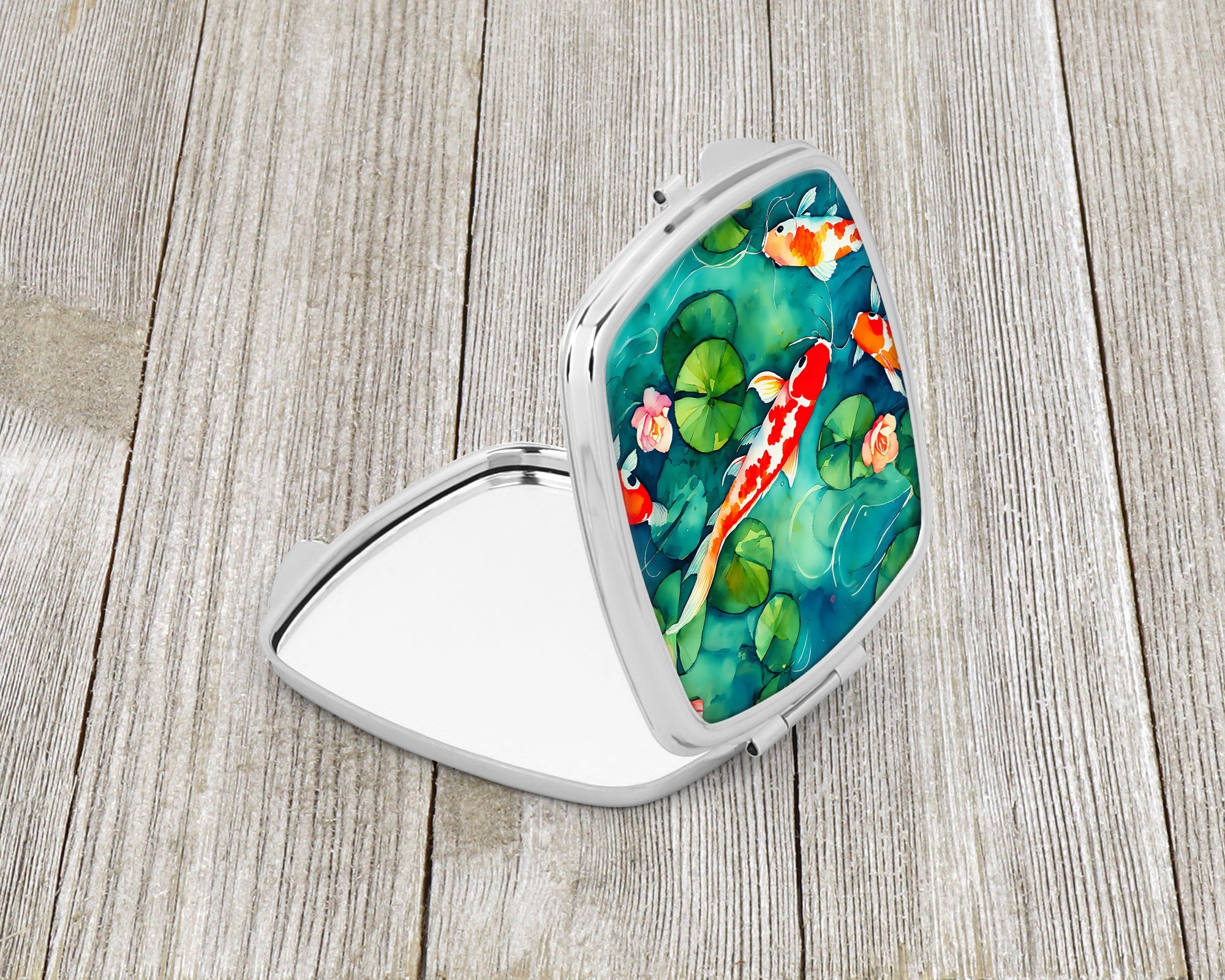 Koi Fish Compact Mirror Decorative Travel Makeup Mirror for Women Girls Gifts Pocket Makeup Mirror Folding Handheld