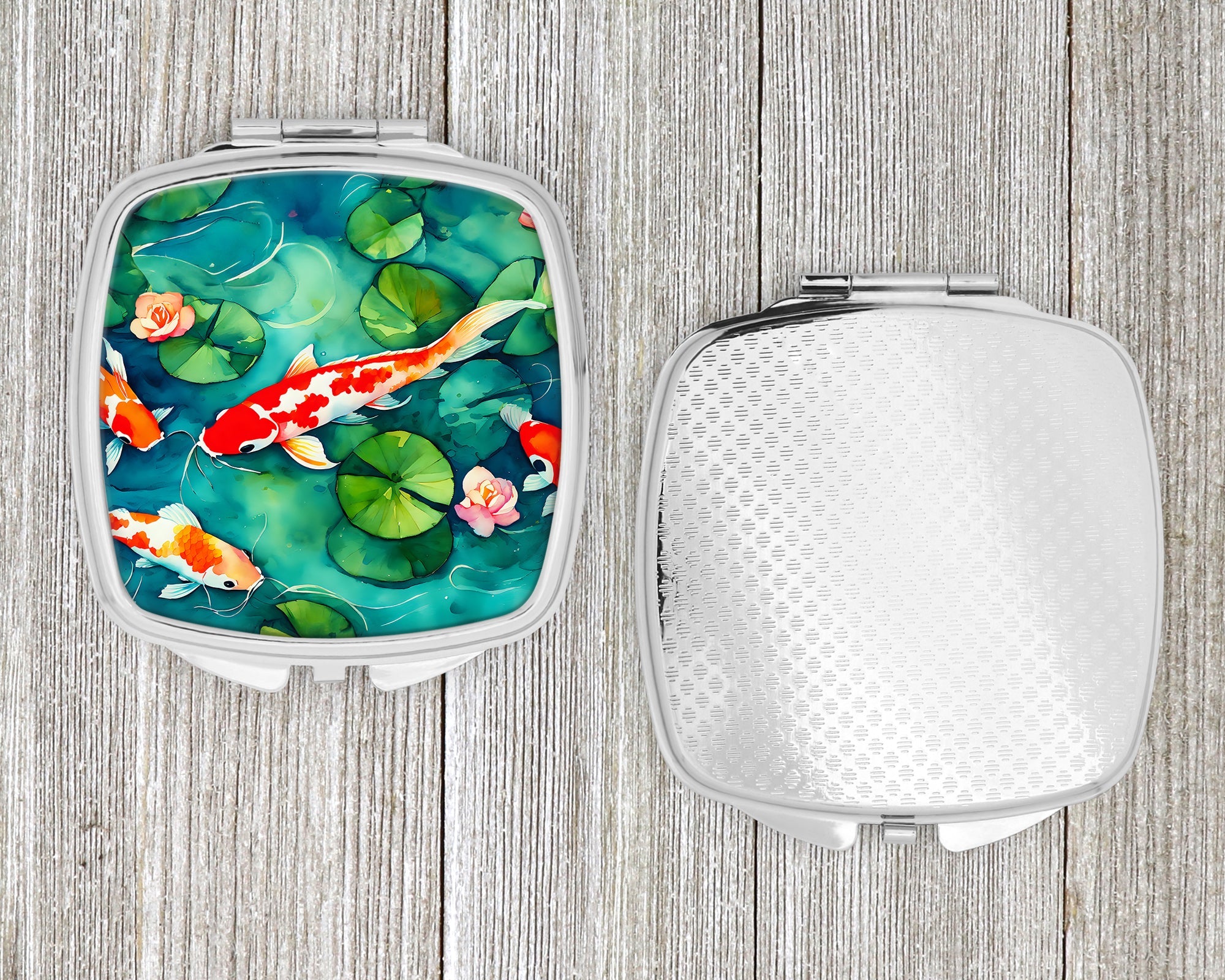 Koi Fish Compact Mirror Decorative Travel Makeup Mirror for Women Girls Gifts Pocket Makeup Mirror Folding Handheld