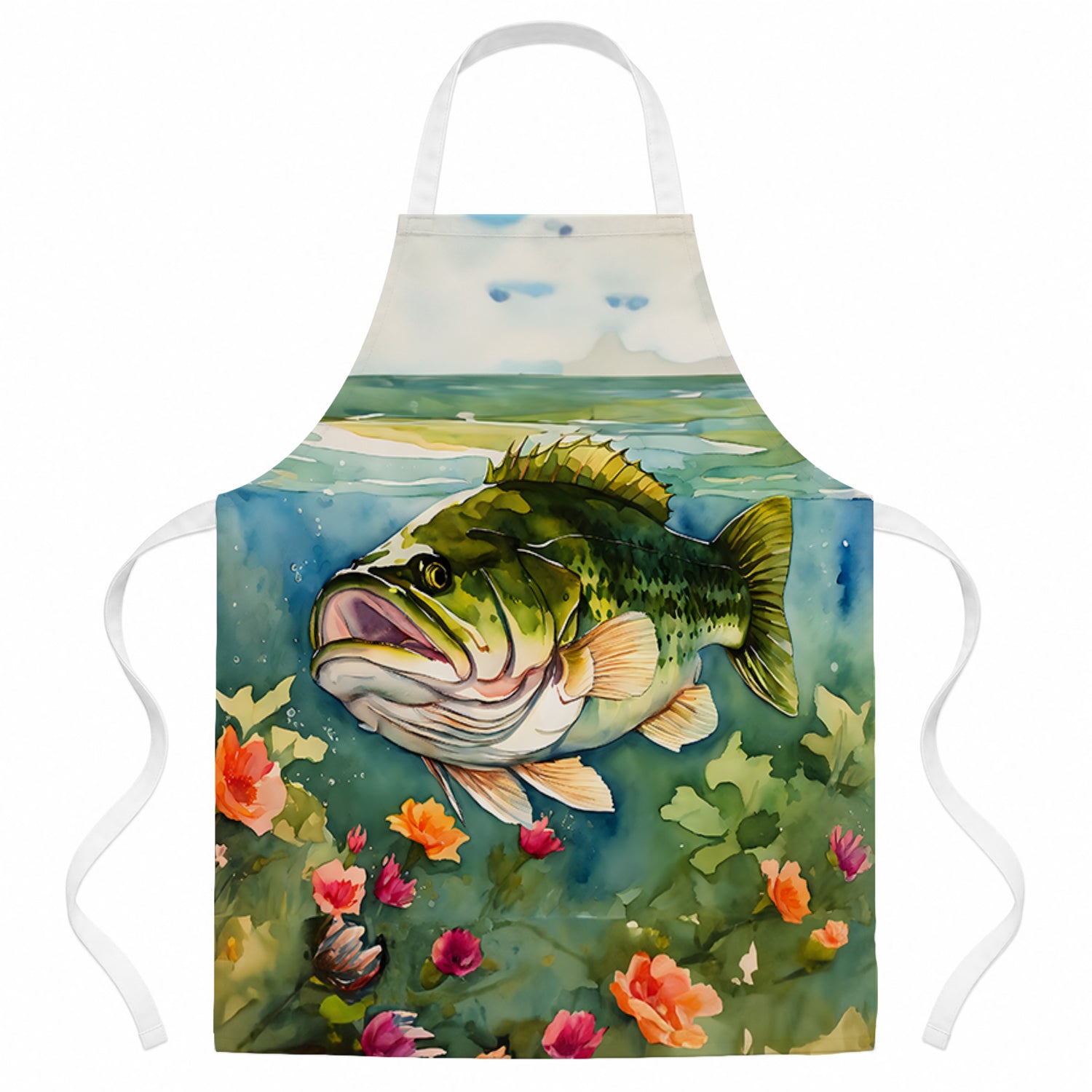 Largemouth Bass Apron Cooking Kitchen Server Baking Crafts Gardening for Adult Women Men, Unisex, Large, Multicolor
