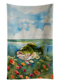 Largemouth Bass Kitchen Towel Velour Plush Front and Cotton Loop Back Machine Washable