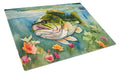 Largemouth Bass Cutting Board Tempered Glass Kitchen Cutting Surface, Heat Resistant Chopping, Non-Slip Feet, Food Prep & Serving