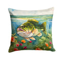 Largemouth Bass Decorative Throw Pillow 18x18 Indoor Outdoor Accent Cushion, Fabric Cover with Insert for Sofa, Bed, Porch & Living Room