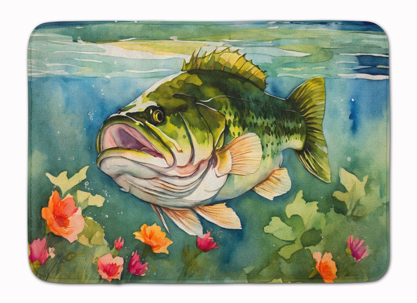 Largemouth Bass Memory Foam Kitchen Mat Machine Washable Anti-Fatigue Cushion Comfort Bath or Kitchen Rug