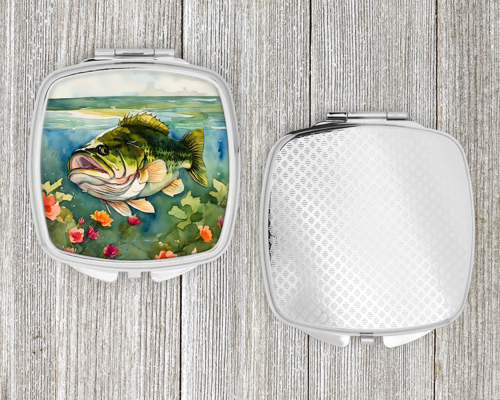 Largemouth Bass Compact Mirror Decorative Travel Makeup Mirror for Women Girls Gifts Pocket Makeup Mirror Folding Handheld
