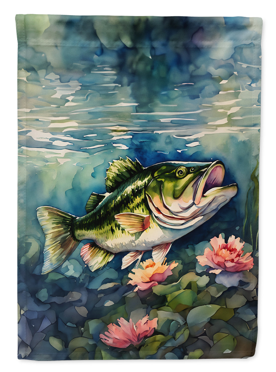 Largemouth Bass House Flag 28x40 Porch Sleeve Pole Decorative Outside Yard Banner Artwork Wall Hanging, Polyester