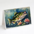 Largemouth Bass Greeting Cards Pack of 8 Blank Cards with Envelopes Whimsical A7 Size 5x7