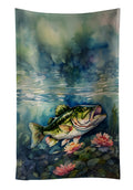 Largemouth Bass Kitchen Towel Velour Plush Front and Cotton Loop Back Machine Washable