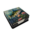 Largemouth Bass PU Leather Note Paper Holder with Artist-Designed Cover, Desk Accessory, Office Gift