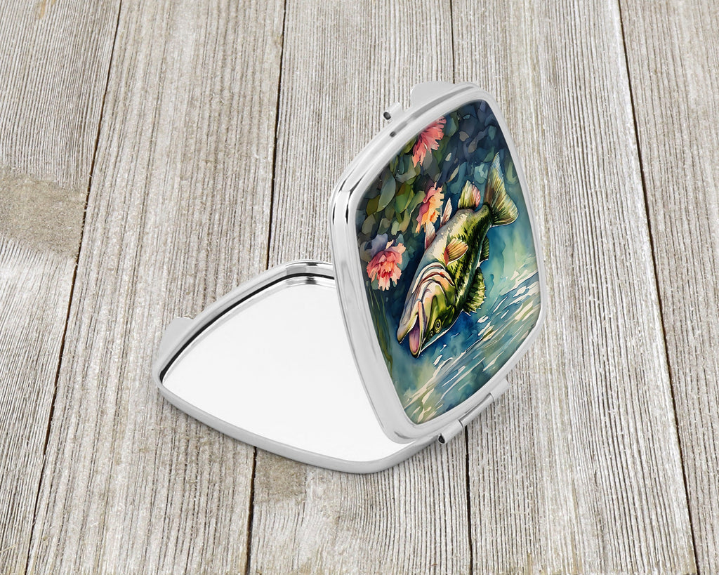 Largemouth Bass Compact Mirror Decorative Travel Makeup Mirror for Women Girls Gifts Pocket Makeup Mirror Folding Handheld