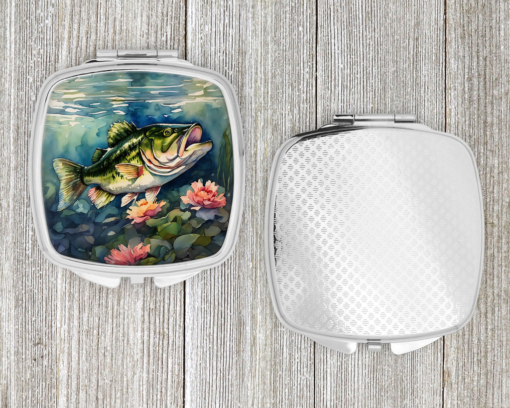 Largemouth Bass Compact Mirror Decorative Travel Makeup Mirror for Women Girls Gifts Pocket Makeup Mirror Folding Handheld