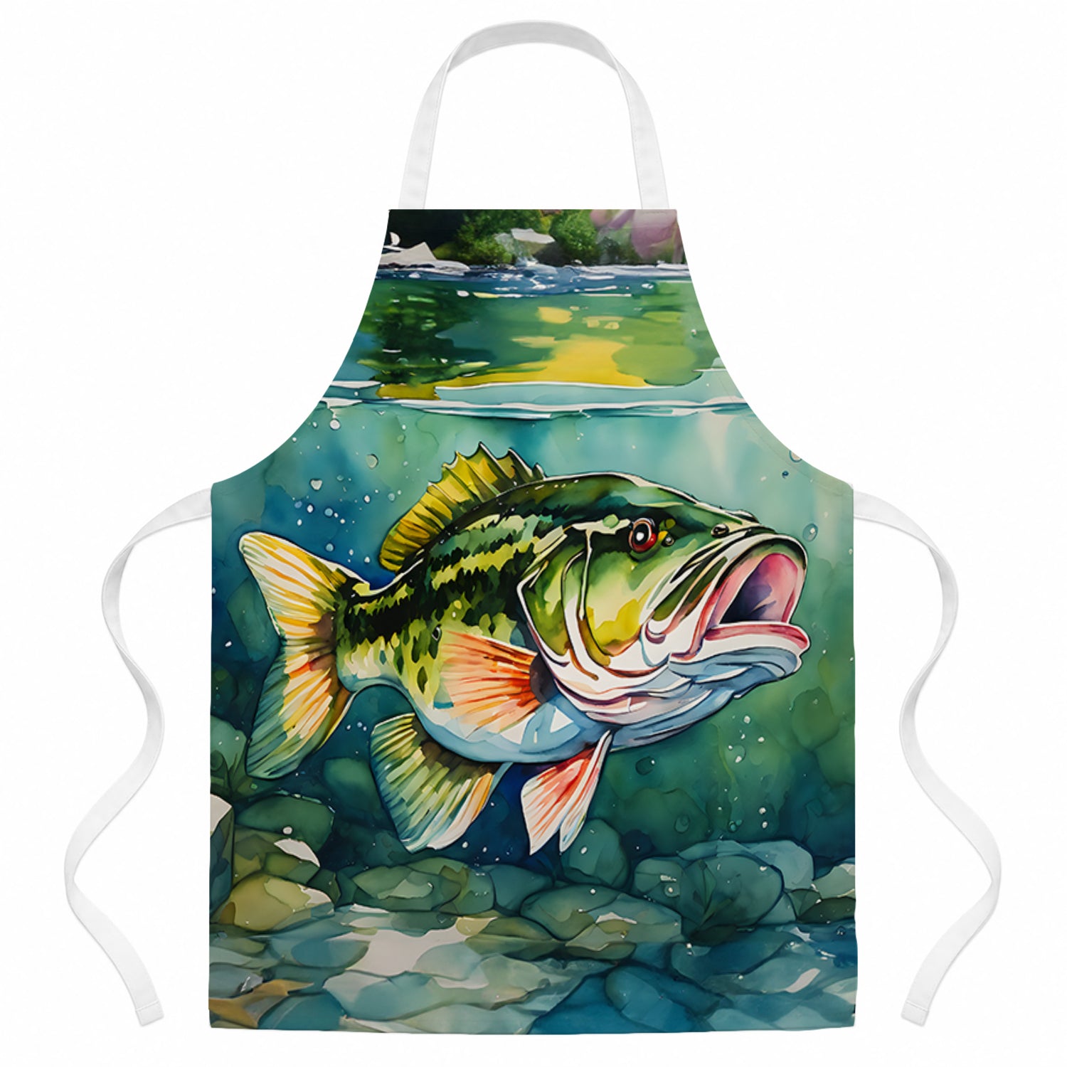 Largemouth Bass Apron Cooking Kitchen Server Baking Crafts Gardening for Adult Women Men, Unisex, Large, Multicolor