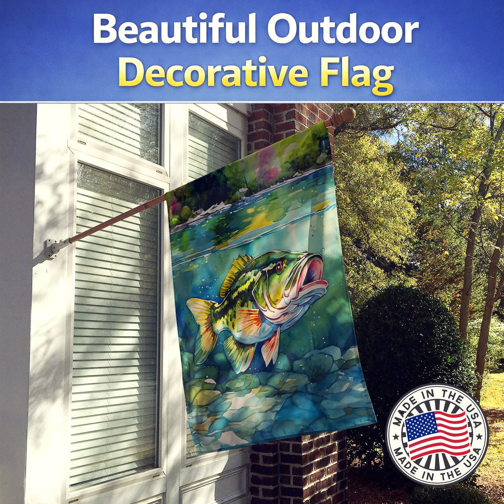 Largemouth Bass House Flag 28x40 Porch Sleeve Pole Decorative Outside Yard Banner Artwork Wall Hanging, Polyester
