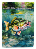 Largemouth Bass House Flag 28x40 Porch Sleeve Pole Decorative Outside Yard Banner Artwork Wall Hanging, Polyester