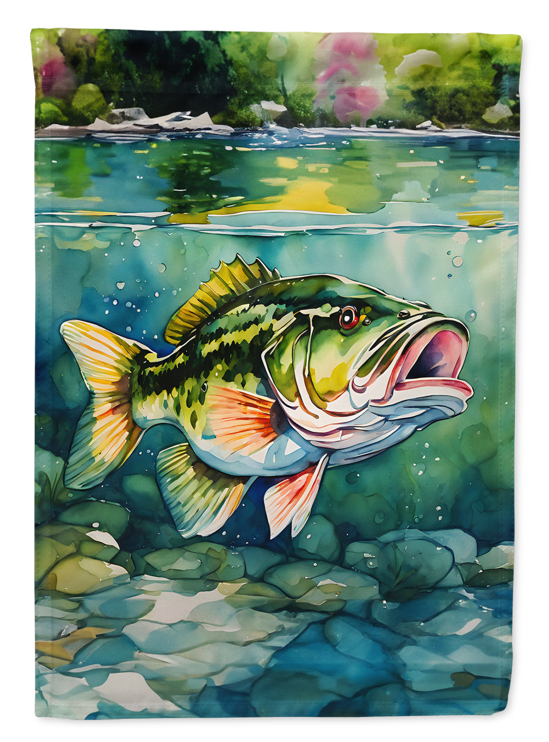 Largemouth Bass House Flag 28x40 Porch Sleeve Pole Decorative Outside Yard Banner Artwork Wall Hanging, Polyester