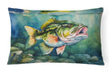 Largemouth Bass Decorative Throw Pillow 12x16 Indoor Outdoor Accent Cushion, Fabric Cover with Insert for Sofa, Bed, Porch & Living Room
