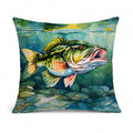 Largemouth Bass Decorative Throw Pillow 14x14 Indoor Outdoor Accent Cushion, Fabric Cover with Insert for Sofa, Bed, Porch & Living Room