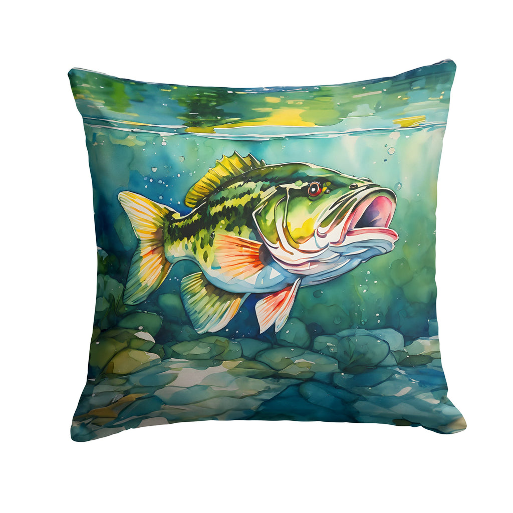 Largemouth Bass Decorative Throw Pillow 18x18 Indoor Outdoor Accent Cushion, Fabric Cover with Insert for Sofa, Bed, Porch & Living Room