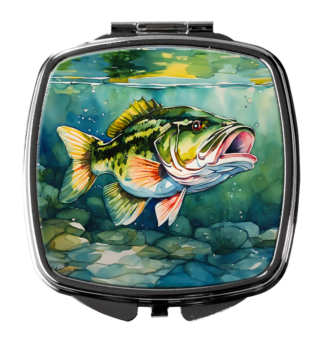 Largemouth Bass Compact Mirror Decorative Travel Makeup Mirror for Women Girls Gifts Pocket Makeup Mirror Folding Handheld