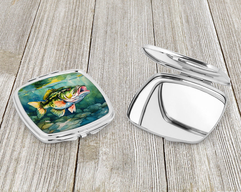 Largemouth Bass Compact Mirror Decorative Travel Makeup Mirror for Women Girls Gifts Pocket Makeup Mirror Folding Handheld