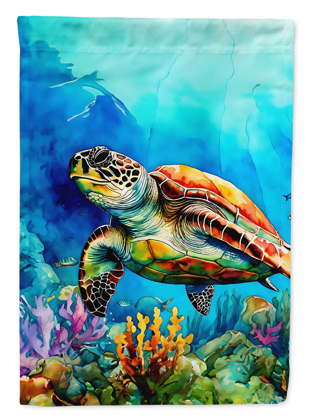 Loggerhead Sea Turtle House Flag 28x40 Porch Sleeve Pole Decorative Outside Yard Banner Artwork Wall Hanging, Polyester