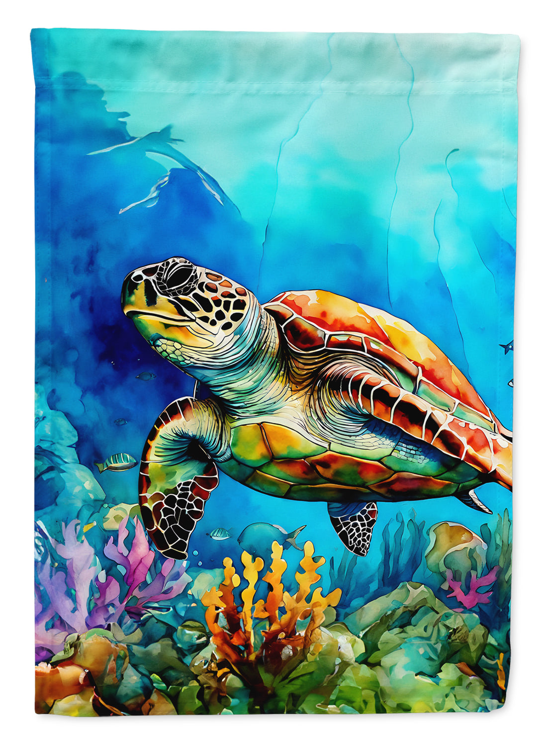 Loggerhead Sea Turtle House Flag 28x40 Porch Sleeve Pole Decorative Outside Yard Banner Artwork Wall Hanging, Polyester
