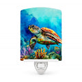 Loggerhead Sea Turtle Ceramic Night Light Compact, UL-Certified, Ideal for Bedroom, Bathroom, Nursery, Hallway, Kitchen, 6x4x3, Multicolor