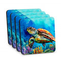 Loggerhead Sea Turtle Foam Coasters Set of 4 Cup Coasters for Indoor Outdoor, Tabletop Protection, Anti Slip, Mouse pad Material