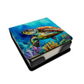 Loggerhead Sea Turtle PU Leather Note Paper Holder with Artist-Designed Cover, Desk Accessory, Office Gift