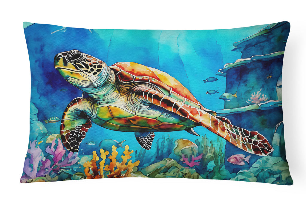 Loggerhead Sea Turtle Decorative Throw Pillow 12x16 Indoor Outdoor Accent Cushion, Fabric Cover with Insert for Sofa, Bed, Porch & Living Room