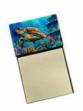Loggerhead Sea Turtle Watercolor Sticky Note Holder Refillable Dispenser Desk Accessory 3x3 Pad Gift