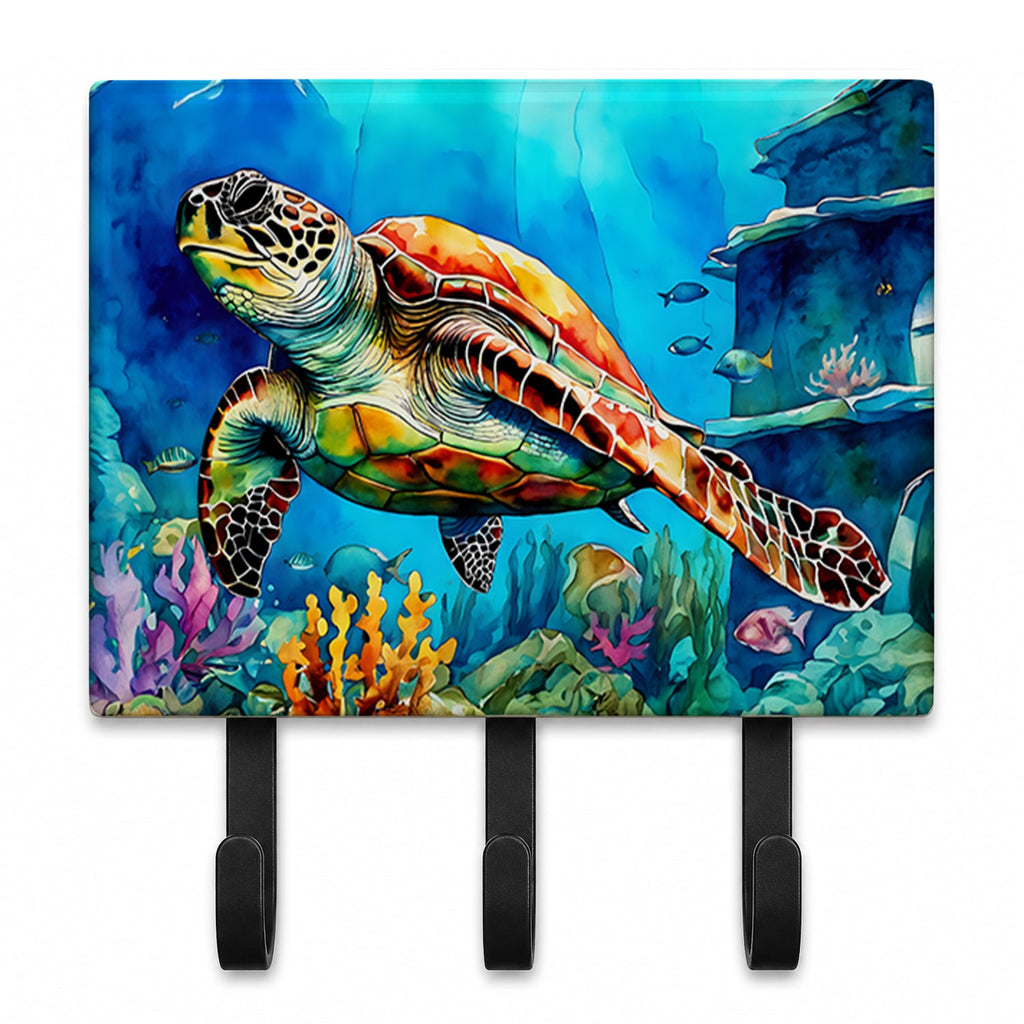 Loggerhead Sea Turtle Leash or Key Holder Wall Hooks, Coat Rack Wall Mount, for Hanging Keys, Towels, Aprons, Leashes