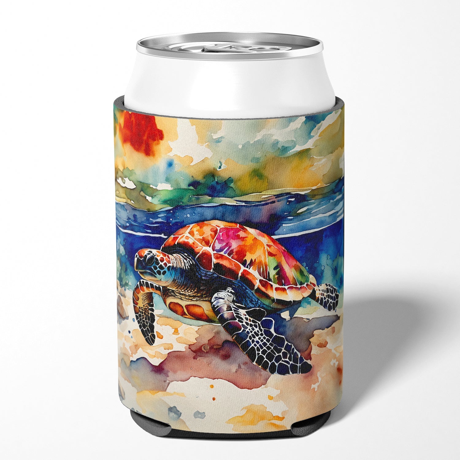 Loggerhead Sea Turtle Can or Bottle Hugger Cooler Sleeve for Standard 12 oz Cans, Insulated Foam Beer & Soda Can Hugger Reusable