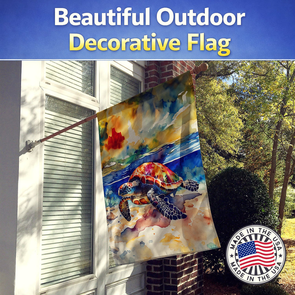 Loggerhead Sea Turtle House Flag 28x40 Porch Sleeve Pole Decorative Outside Yard Banner Artwork Wall Hanging, Polyester