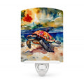 Loggerhead Sea Turtle Ceramic Night Light Compact, UL-Certified, Ideal for Bedroom, Bathroom, Nursery, Hallway, Kitchen, 6x4x3, Multicolor