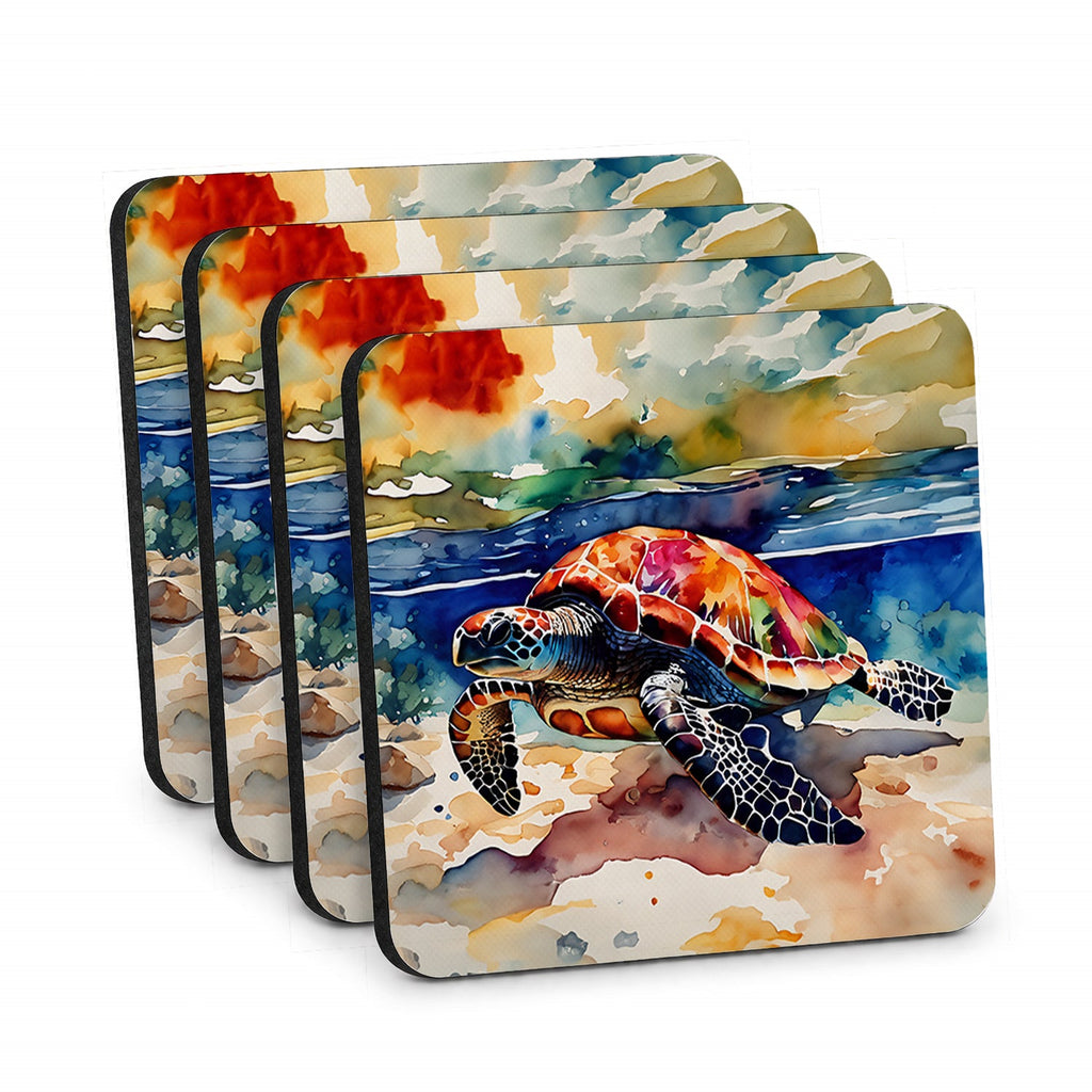 Loggerhead Sea Turtle Foam Coasters Set of 4 Cup Coasters for Indoor Outdoor, Tabletop Protection, Anti Slip, Mouse pad Material