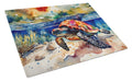Loggerhead Sea Turtle Cutting Board Tempered Glass Kitchen Cutting Surface, Heat Resistant Chopping, Non-Slip Feet, Food Prep & Serving