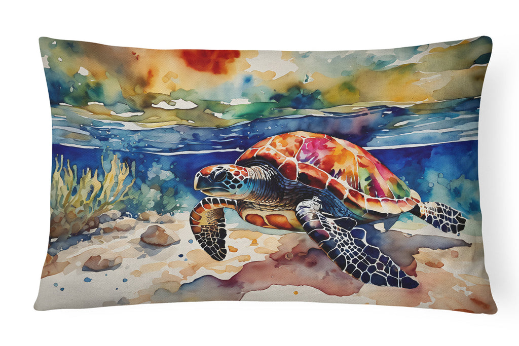 Loggerhead Sea Turtle Decorative Throw Pillow 12x16 Indoor Outdoor Accent Cushion, Fabric Cover with Insert for Sofa, Bed, Porch & Living Room