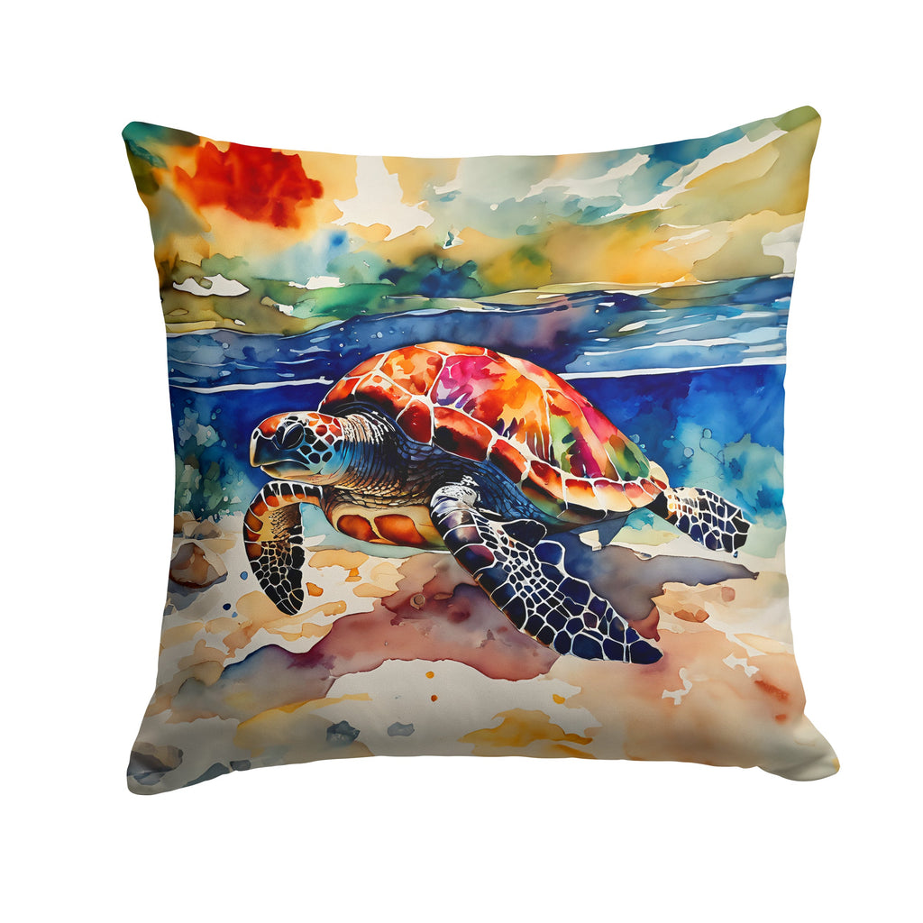 Loggerhead Sea Turtle Decorative Throw Pillow 18x18 Indoor Outdoor Accent Cushion, Fabric Cover with Insert for Sofa, Bed, Porch & Living Room