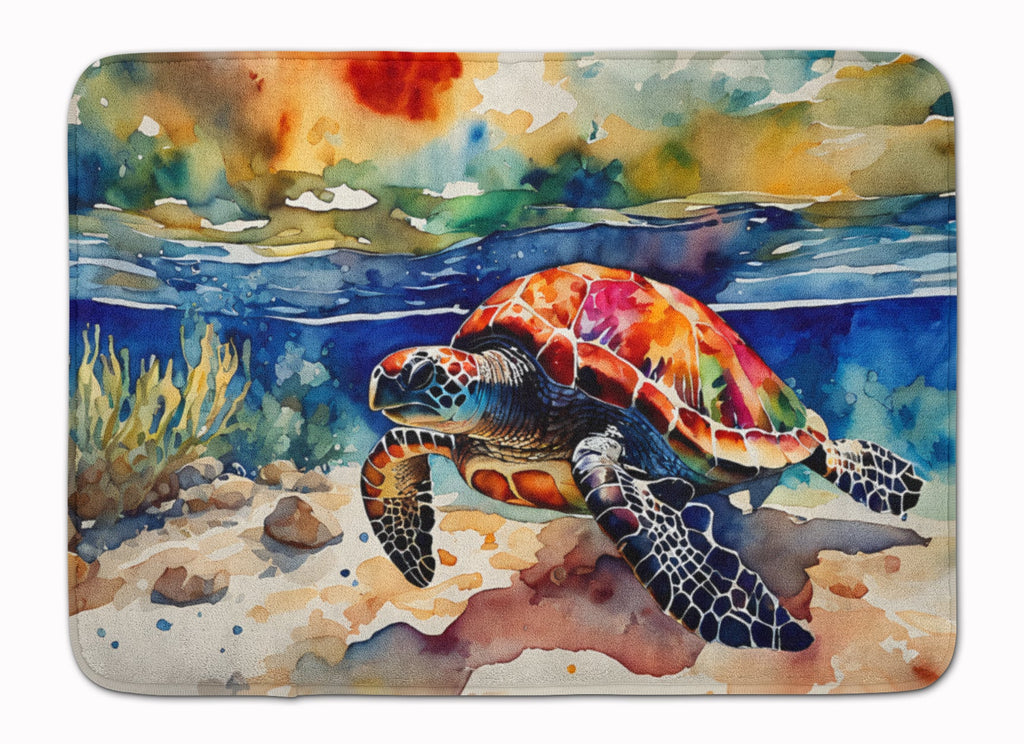 Loggerhead Sea Turtle Memory Foam Kitchen Mat Machine Washable Anti-Fatigue Cushion Comfort Bath or Kitchen Rug