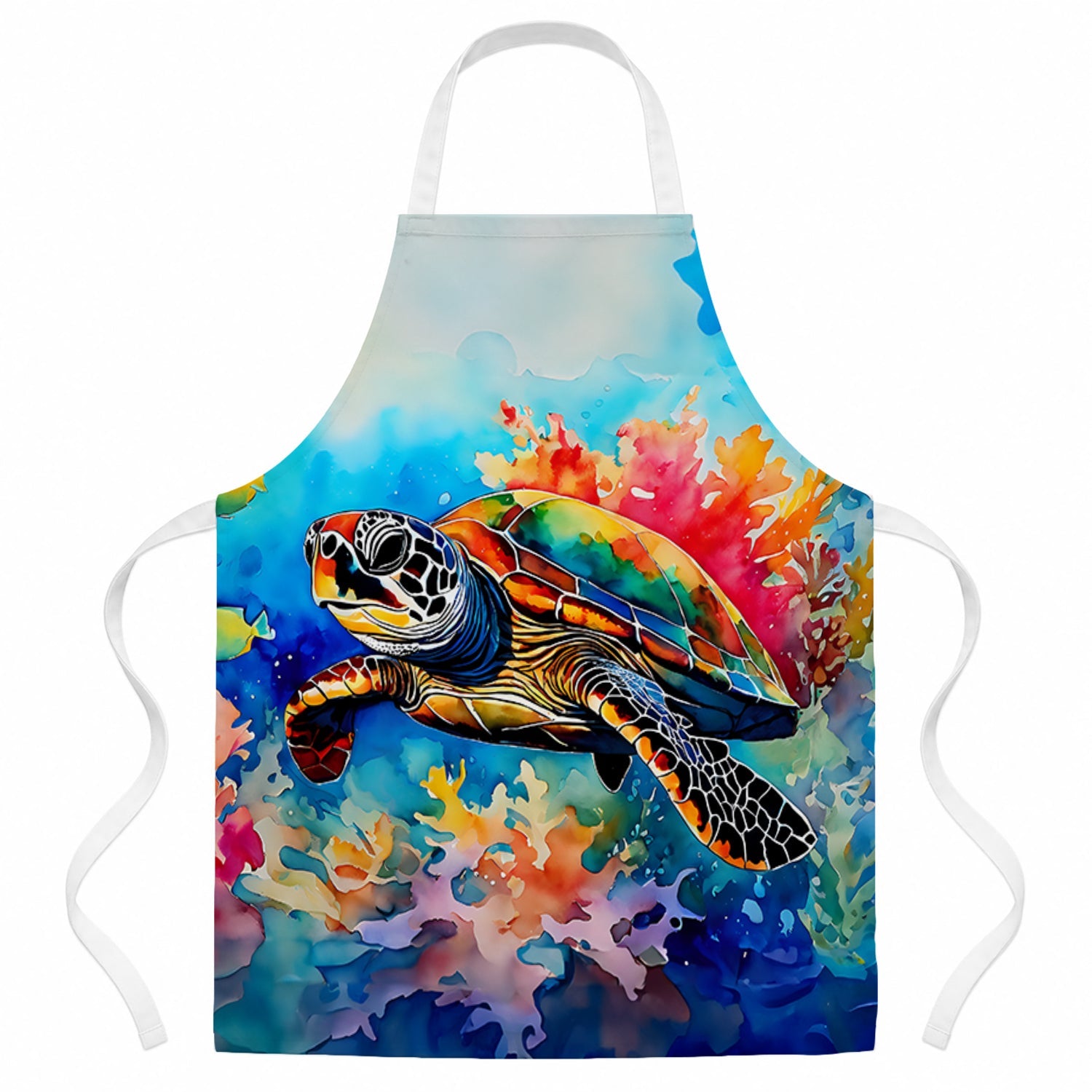 Loggerhead Sea Turtle Apron Cooking Kitchen Server Baking Crafts Gardening for Adult Women Men, Unisex, Large, Multicolor