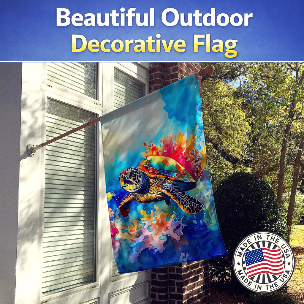 Loggerhead Sea Turtle House Flag 28x40 Porch Sleeve Pole Decorative Outside Yard Banner Artwork Wall Hanging, Polyester