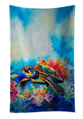 Loggerhead Sea Turtle Kitchen Towel Velour Plush Front and Cotton Loop Back Machine Washable